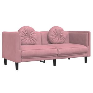 vidaXL Sofa 2-osobowa z poduszkami, r&oacute;żowa, aksamit