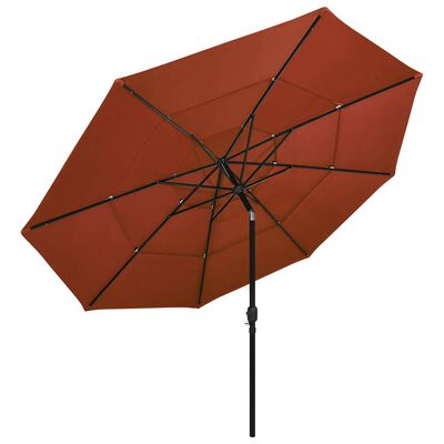 vidaXL 3-poziomowy parasol na aluminiowym słupku, terakotowy, 3,5 m