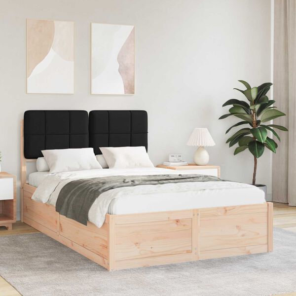 vidaXL Ramka ł&oacute;żka z tapicerowanym wezgłowiem Czarny 120 x 190 cm