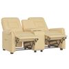 vidaXL Rozkładany fotel masujący z uchwytem, 2-os., kremowy