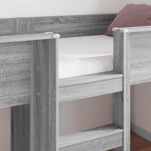 vidaXL Ł&oacute;żko piętrowe dla dzieci z materacem Szary Sonoma 100 x 200 cm