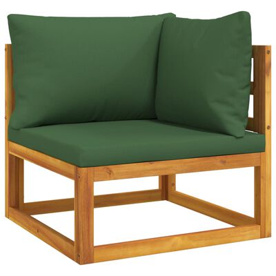 vidaXL 9-cz. zestaw wypoczynkowy do ogrodu, zielone poduszki, drewno
