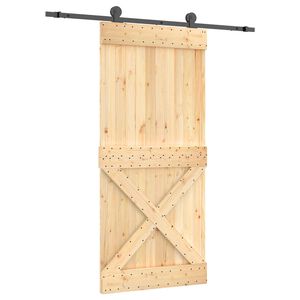 vidaXL Drzwi przesuwne Naturalny i czarny 95 x 210 cm