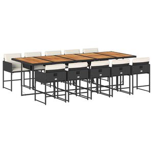 vidaXL 11-cz. zestaw mebli do ogrodu, z poduszkami, czarny rattan PE