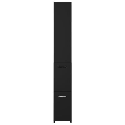 vidaXL Szafka łazienkowa, czarny z połyskiem, 25x25x170 cm, płyta