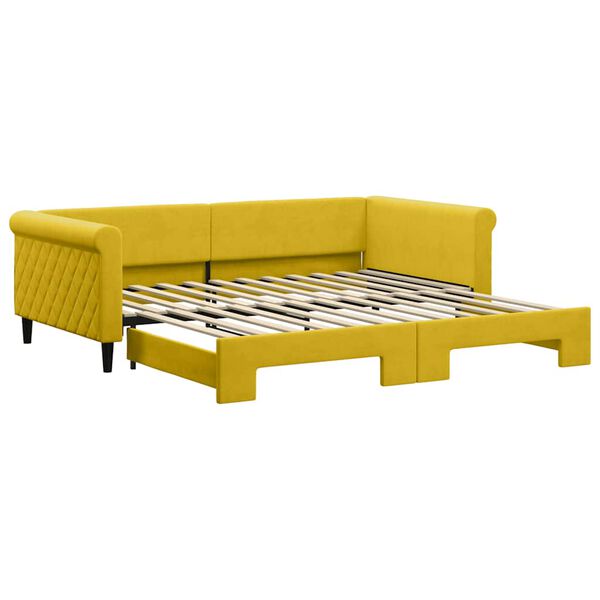 vidaXL Sofa rozsuwana, ż&oacute;łta, 100x200 cm, aksamit