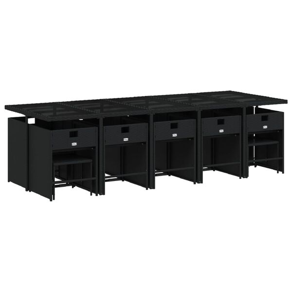 vidaXL 15-cz. zestaw mebli ogrodowych z poduszkami, rattan PE, czarny