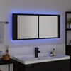 vidaXL Lustro LED w szafce z p&oacute;łką Czarny Dąb 100 x 12 x 45 cm