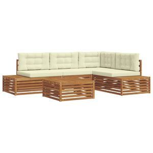 vidaXL Zestaw sof na zewnątrz z poduszką 5 Sztuka Naturalny i Kremowy