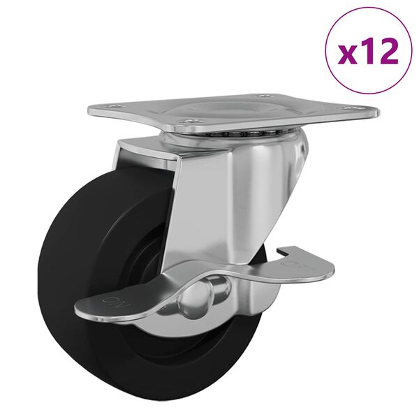 vidaXL W&oacute;zek 12 pcs czarno-srebrny 50,7 x 50,7 x 24,4 mm