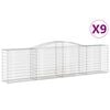 vidaXL Kosze gabionowe, 9 szt, 400x50x100/120 cm, galwanizowane żelazo
