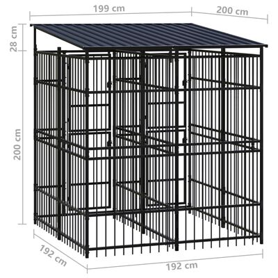 vidaXL Kojec zewnętrzny dla psów, z zadaszeniem, stalowy, 3,69 m²
