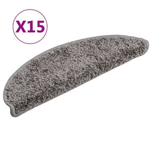 vidaXL Maty na schody 15 szt. 56x17x3 cm Szare p&oacute;łokrągłe