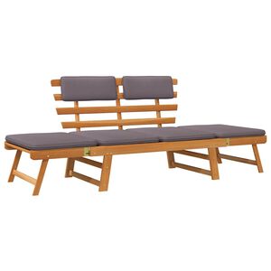 vidaXL Leżanka ogrodowa 2-w-1 z poduszką, 190 cm, lite drewno akacjowe