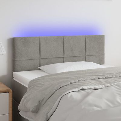 vidaXL Zagłówek do łóżka z LED, jasnoszary, 80x5x78/88 cm, aksamit