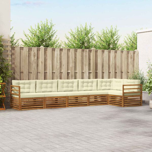 vidaXL Zestaw sof na zewnątrz z poduszką 6 pcs Naturalny i Kremowy