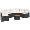 vidaXL Sofa ogrodowa, stolik i poduszki, p&oacute;łokrągła, czarny rattan PE