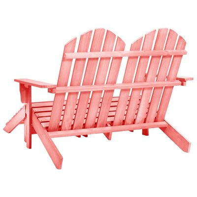 vidaXL 2-osobowe krzesło ogrodowe Adirondack z podnóżkiem, różowe