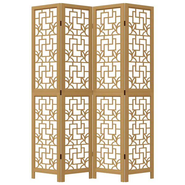 vidaXL Parawan pokojowy, 4-panelowy, brązowy, lite drewno paulowni