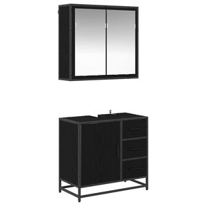 vidaXL Zestaw mebli łazienkowych z szufladą Z lustrem 2 pcs Czarny dąb