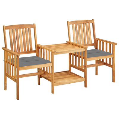 vidaXL Krzesła ogrodowe ze stolikiem i poduszkami, drewno akacjowe