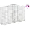 vidaXL Kosze gabionowe, 3 szt, 300x50x180/200 cm, galwanizowane żelazo
