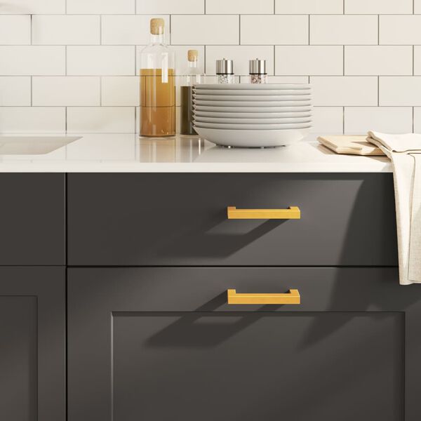 vidaXL Uchwyty do szafek, 10 szt., złote, 96 mm, stal nierdzewna