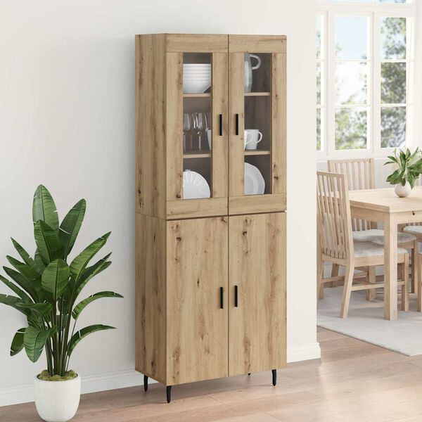 vidaXL Highboard 2 pcs Dąb rzemieślniczy Drewno inżynieryjne i szkło