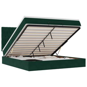 vidaXL Rama ł&oacute;żka otomana z materacami, zielona, 200x200 cm, aksamit