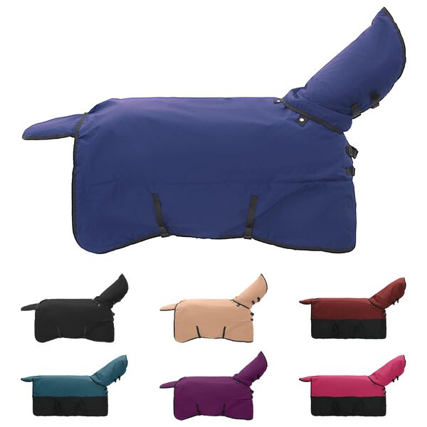 vidaXL Koc dla Koni Ciemna Zieleń i Czerń 155 cm Poliester