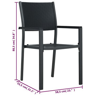 vidaXL Krzesła ogrodowe, 2 szt., czarne, plastik stylizowany na rattan