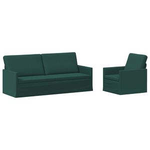 vidaXL Zestaw Sof 2 pcs Ciemnozielony tkanina