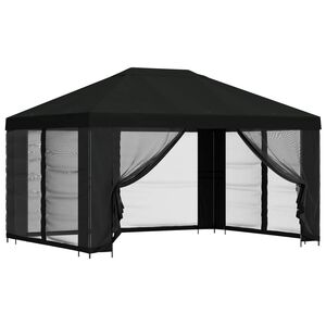 vidaXL Altana z bokami 4 &times; 3 m Czarny Poliester i Stal 190 gsm