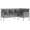 vidaXL Sofa w kształcie litery L z poduszkami, rattan PE, szara