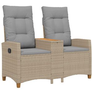 vidaXL Leżanka z stolikiem 2 -Seater 126 x 65 x 112 cm polirattan