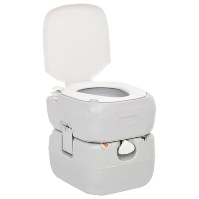 vidaXL Przenośna toaleta turystyczna, szaro-biała, 22+12 L, HDPE