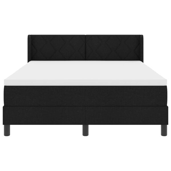 vidaXL Ł&oacute;żko sprężynowe z materacem Czarny 200 x 160 cm Poliester