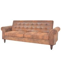vidaXL Rozkładana sofa 2-os., z podłokietnikami, sztuczny zamsz, brąz
