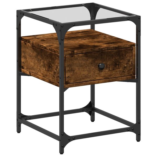 vidaXL Szafka nocna, przydymiony dąb, 40x40x55 cm