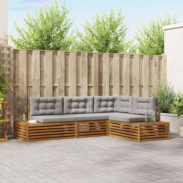 vidaXL Zestaw sof na zewnątrz 4 Sztuka Naturalny i Jasny Szary