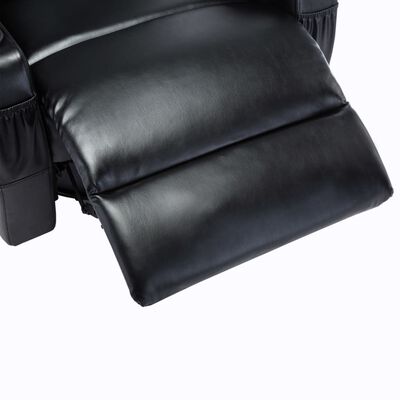 vidaXL Bujany fotel do masażu, czarny, sztuczna skóra