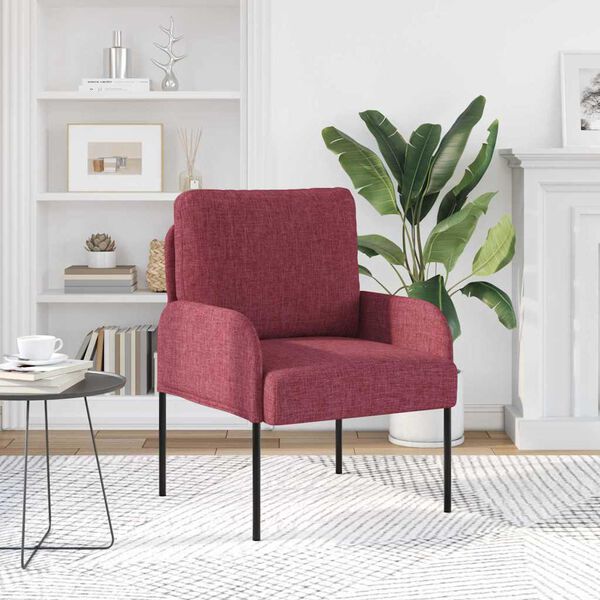 vidaXL Kanapy z poduszką 55cm Czerwone wino sklejka