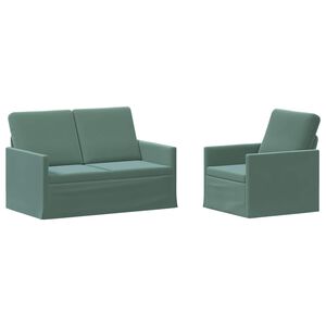 vidaXL Zestaw Sof 2 pcs Zielony morski Welur