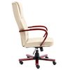 vidaXL Krzesło biurowe, kremowe, obite prawdziwą sk&oacute;rą
