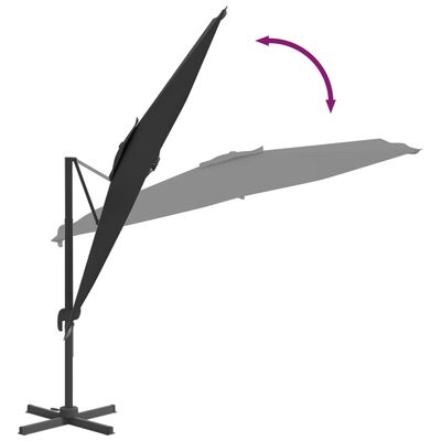 vidaXL Wiszący parasol z LED, czarny, 400x300 cm