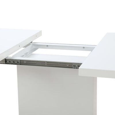 vidaXL Rozkładany stół jadalniany, wysoki połysk, biały, 180x90x76 cm