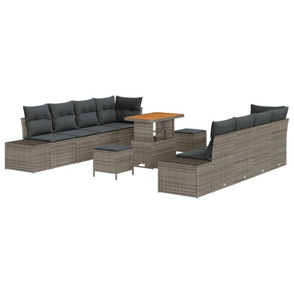 vidaXL Zestaw Sof na Ogr&oacute;d z poduszką 11 pcs Szary Polirattan