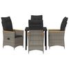 vidaXL Zestaw do jadalni w ogrodzie z poduszką 5 pcs Szary polirattan