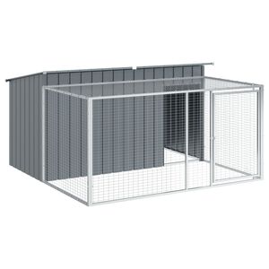 vidaXL Domek dla psa z wybiegiem antracytowy 197x194x110 cm ocynkowana stal