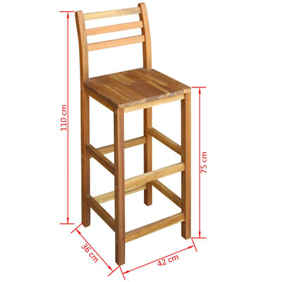 vidaXL Stolik barowy i krzesła, 5 elementów drewno akacjowe